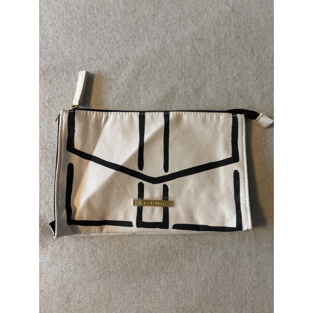 Estee Lauder Cosmetic Bag Womens OS White‎ Black Like New Graphic Canvas Pouch